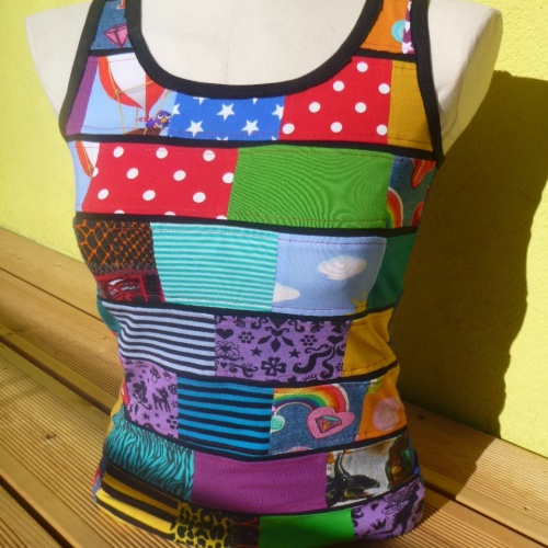 Patchwork Trägershirt Top Shirt Hippie Alternativ Mode