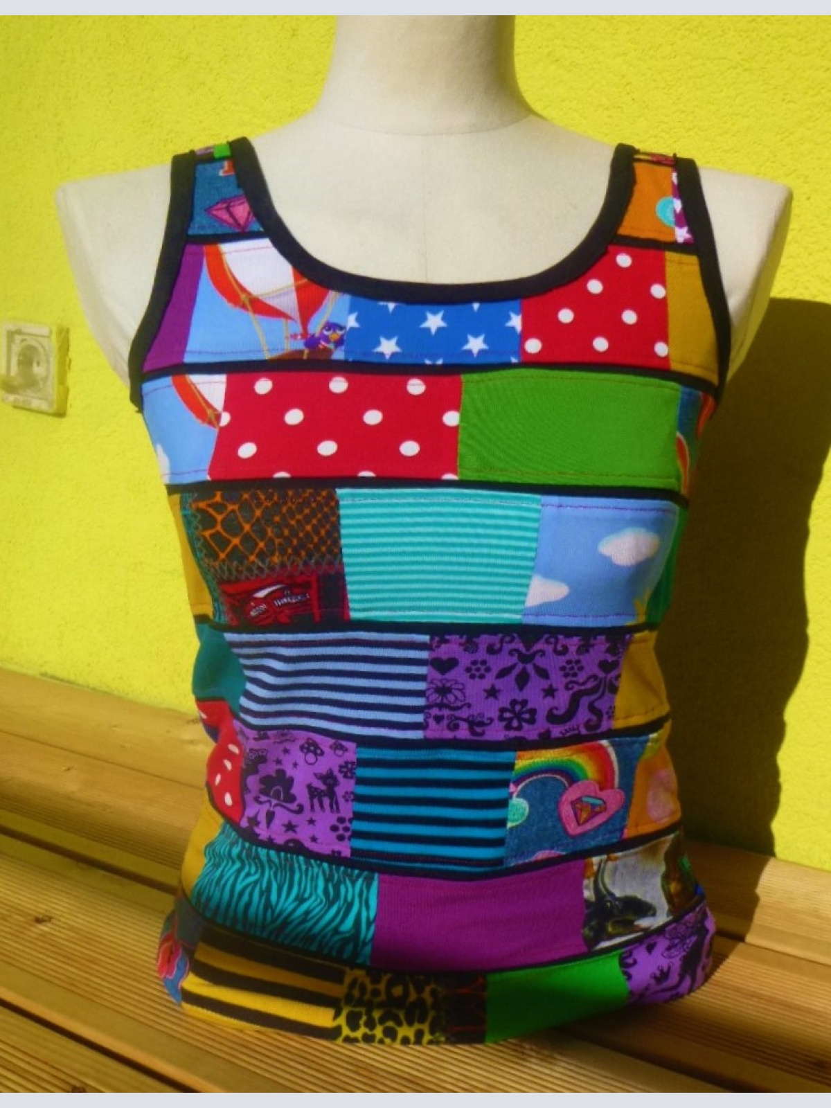 Patchwork Trägershirt Top Shirt Hippie Alternativ Mode