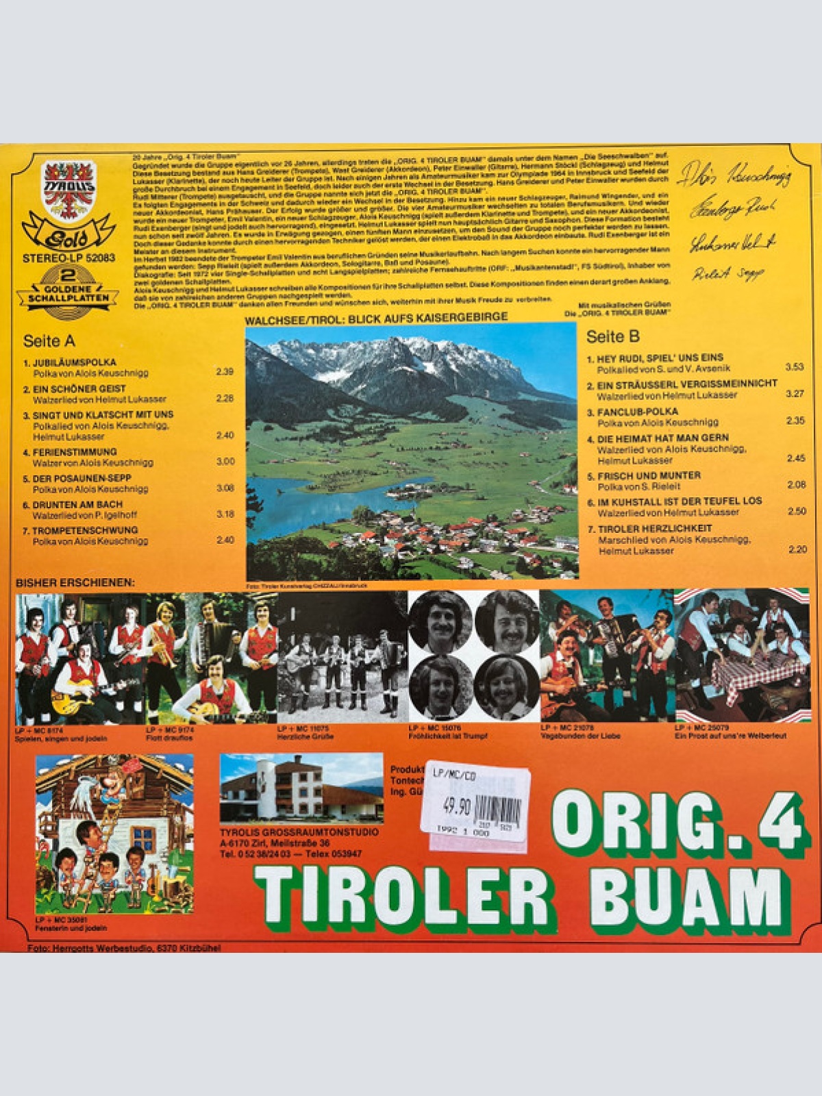 LP / Original 4 Tiroler Buam ‎– Original 4 Tiroler Buam