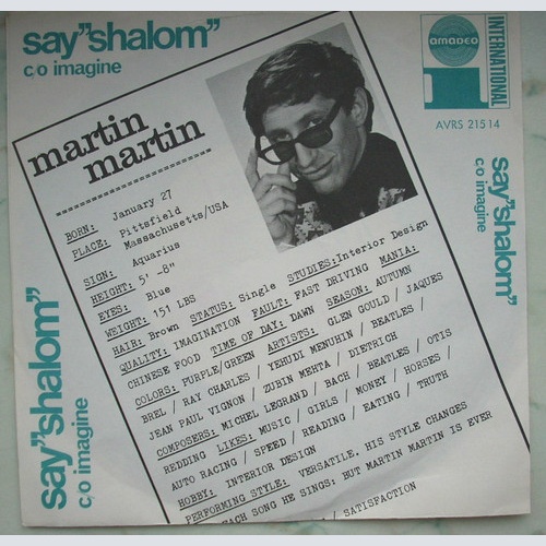 SINGLE / Martin Martin – Say Shalom / Imagine / RAR
