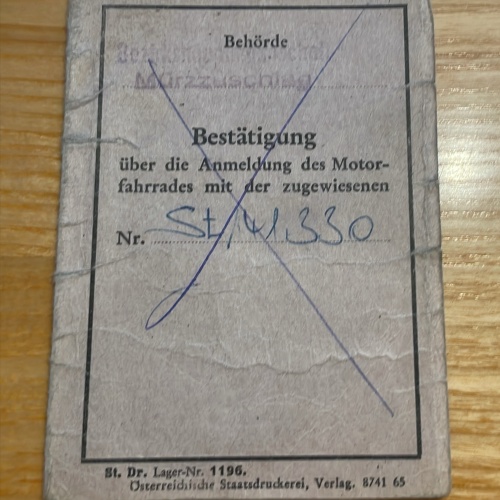 Steyr Daimler Puch D 50 N Typenschein