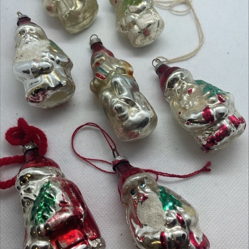 Konvolut antike Weihnachtsmänner/Glasschmuck