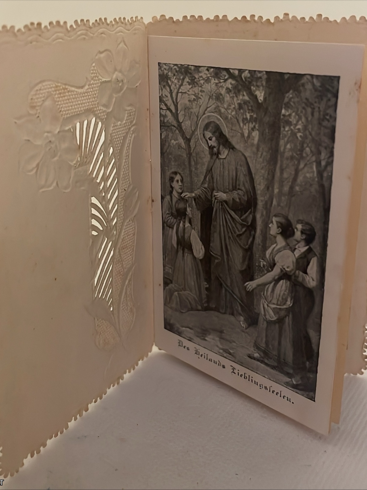 Antikes Falt-Andachtsbild "Des Heilands Lieblingsseelen" Maria Zell