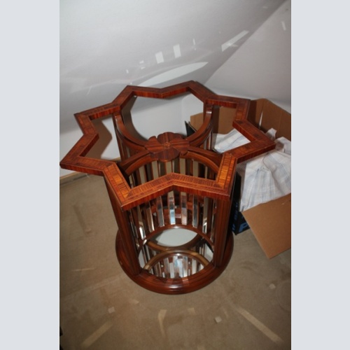 Esstisch mit Glasplatte  (rund) inkl.  6 gepolsterte Sessel