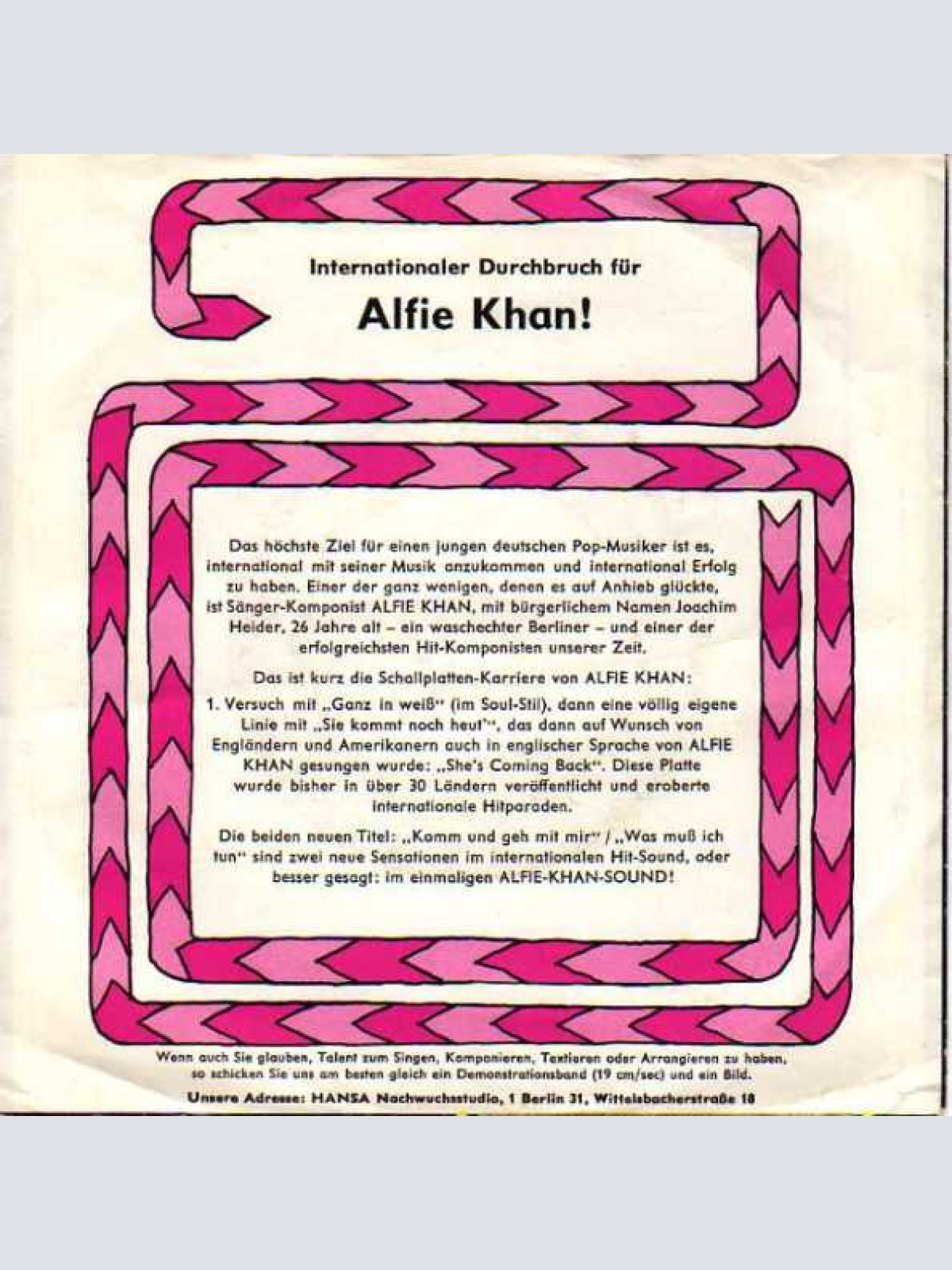 Alfie Khan, Die Cornehlsen Singers - Komm Und Geh Mit Mir / Was Muss Ich Tun