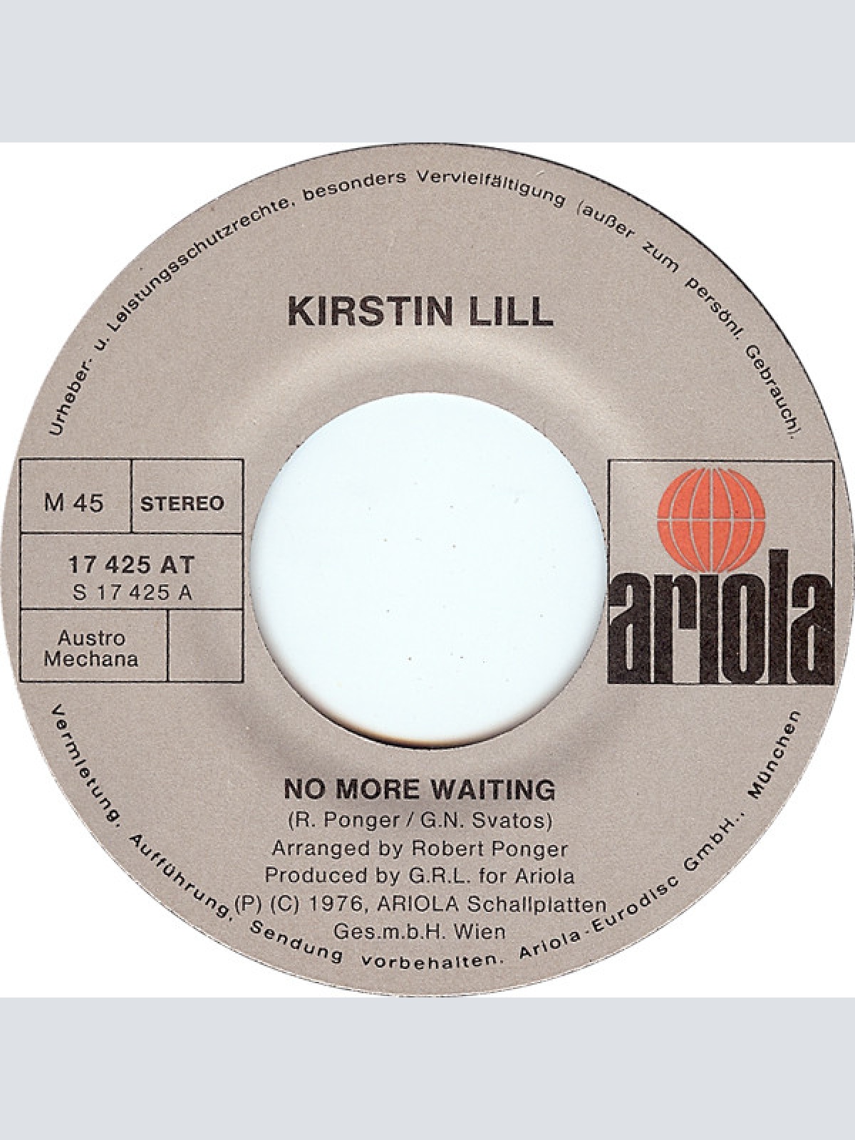 Vinyl / Kirstin Lill - No More Waiting / Don't Wanna Play Your Lovegame