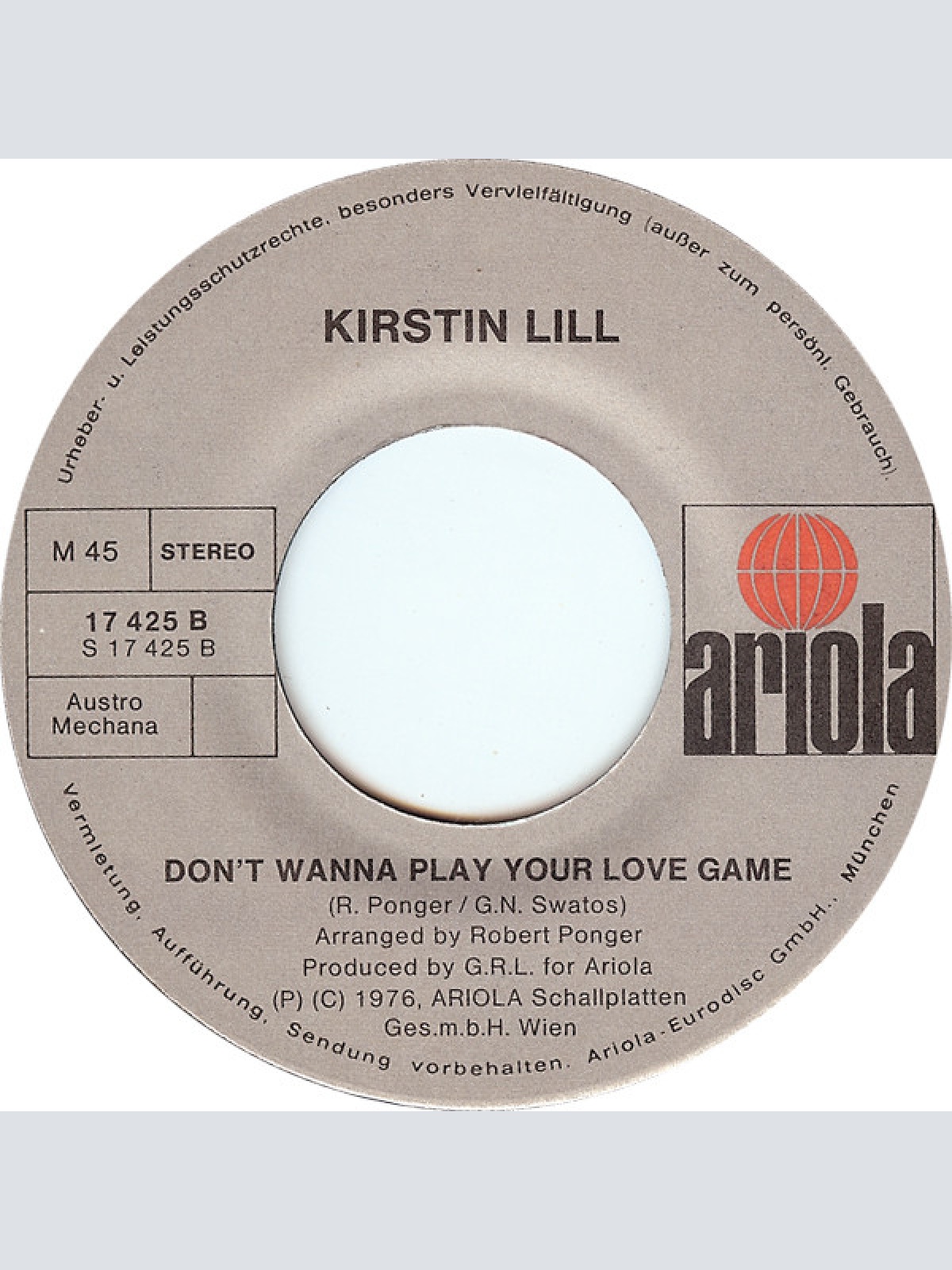 Vinyl / Kirstin Lill - No More Waiting / Don't Wanna Play Your Lovegame