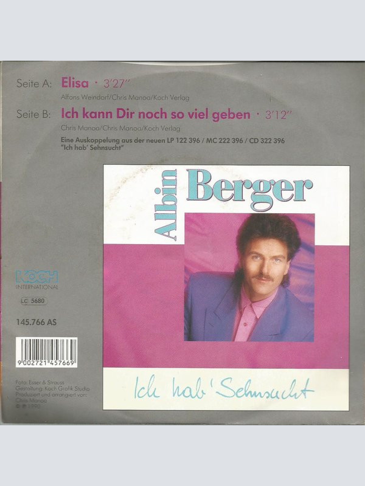 Vinyl / Albin Berger - Elisa / Ich Kann Dir Noch So Viel Geben