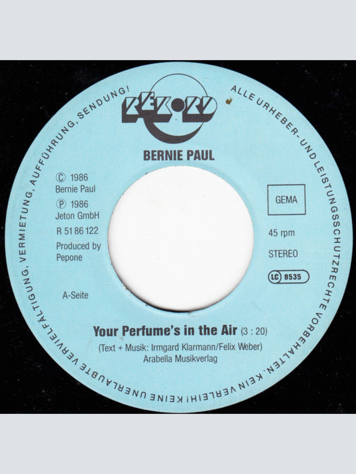 Vinyl / Bernie Paul - Your Perfume's In The Air
