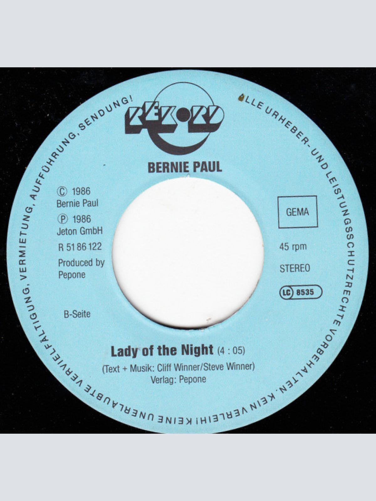 Vinyl / Bernie Paul - Your Perfume's In The Air