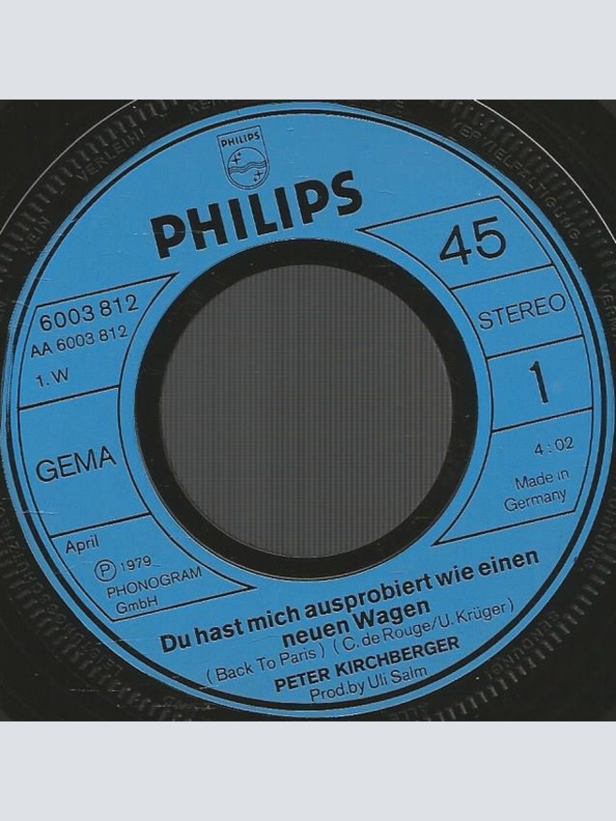 Vinyl / Peter Kirchberger - Du Hast Mich Ausprobiert Wie Einen Wagen