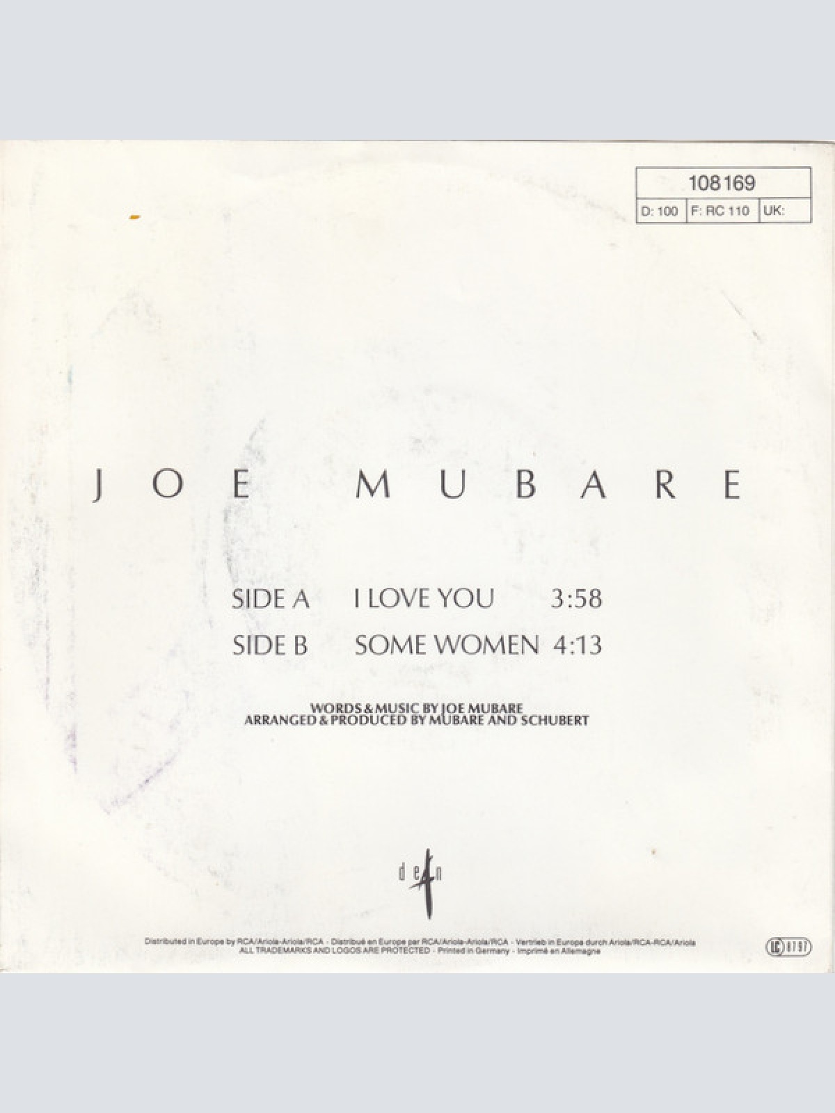 Vinyl / Joe Mubare - I Love You