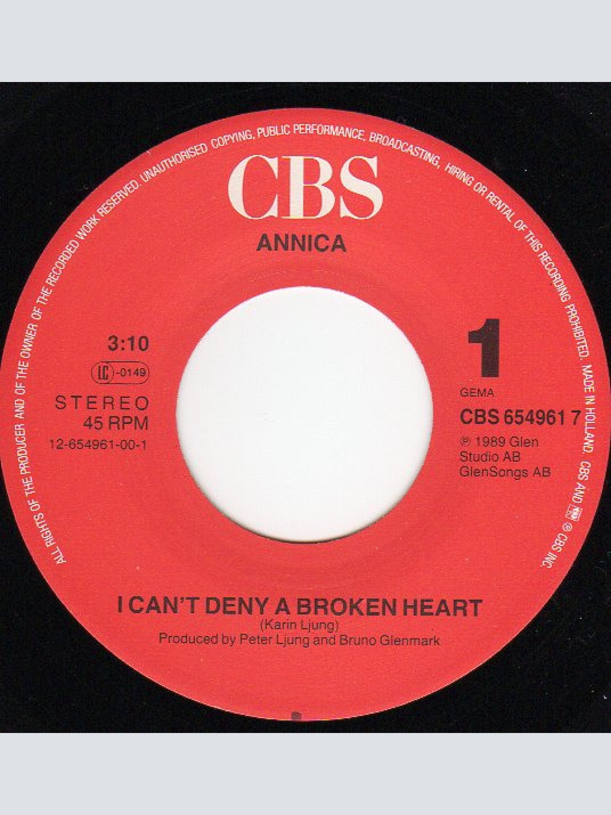 Vinyl / Annica* - I Can't Deny A Broken Heart