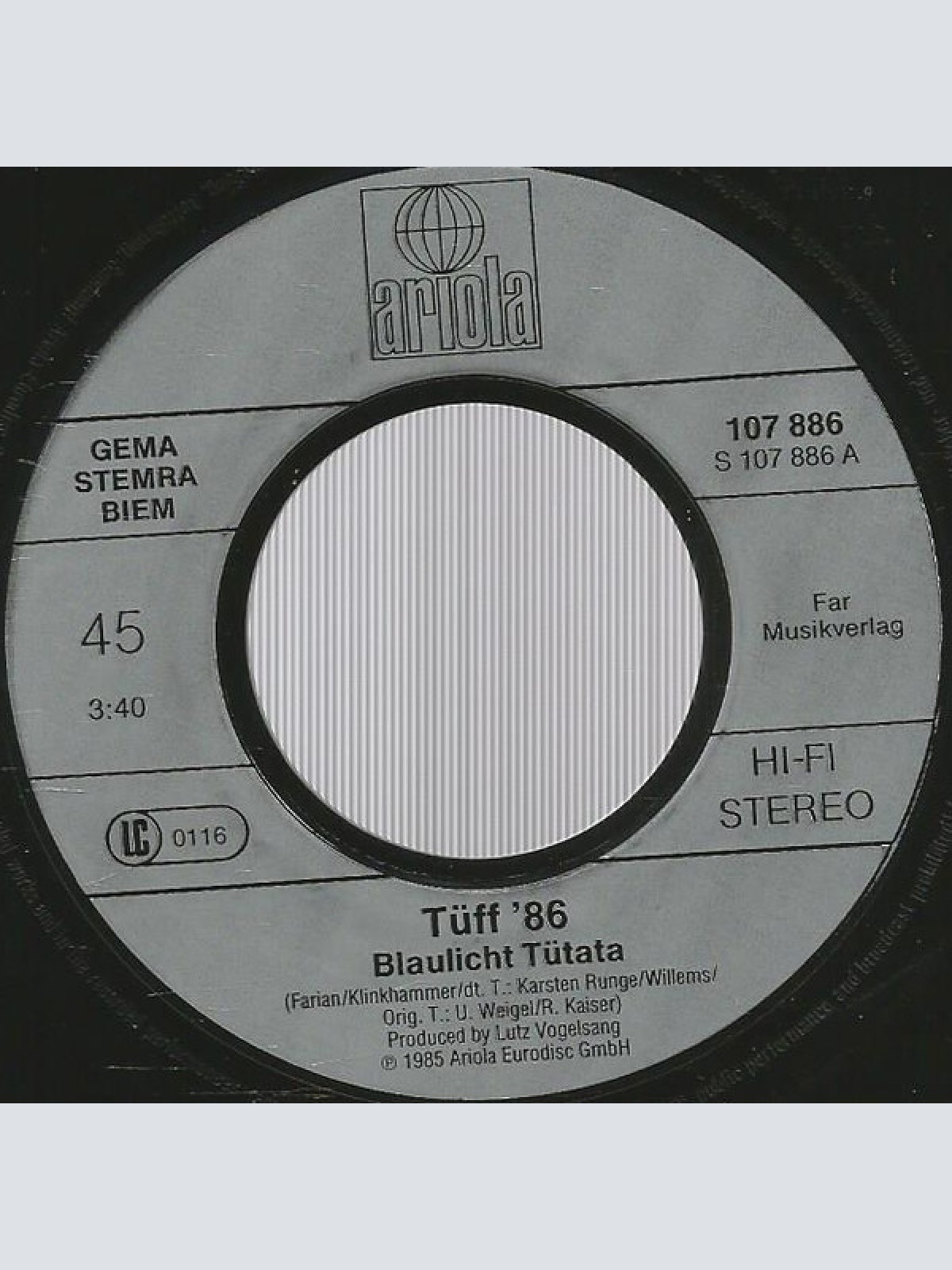 Vinyl / Tüff 86 - Blaulicht Tütata