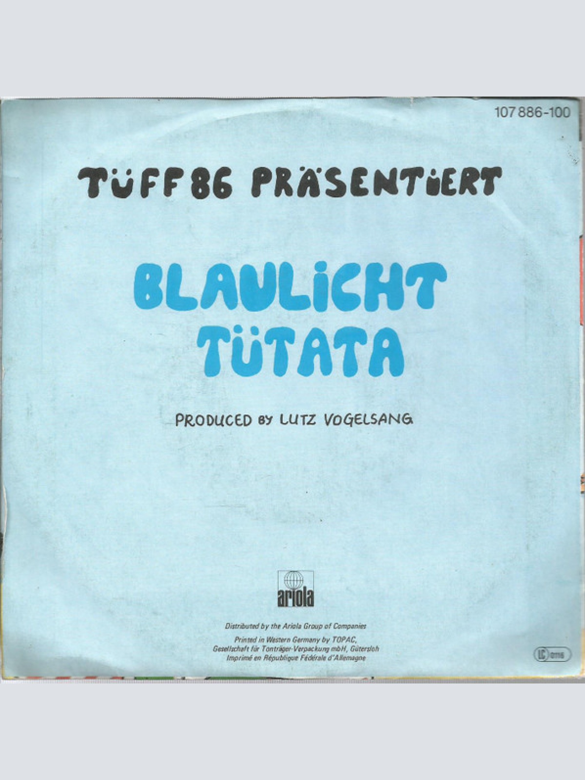 Vinyl / Tüff 86 - Blaulicht Tütata