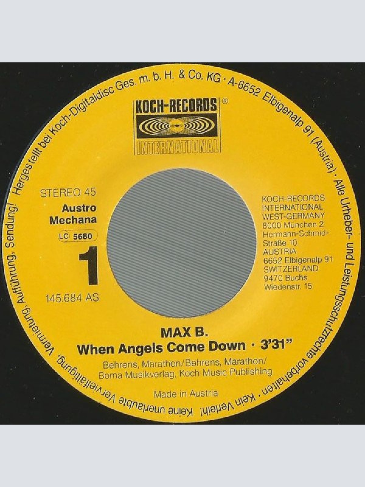 Vinyl / Max B. (4) - When Angels Come Down
