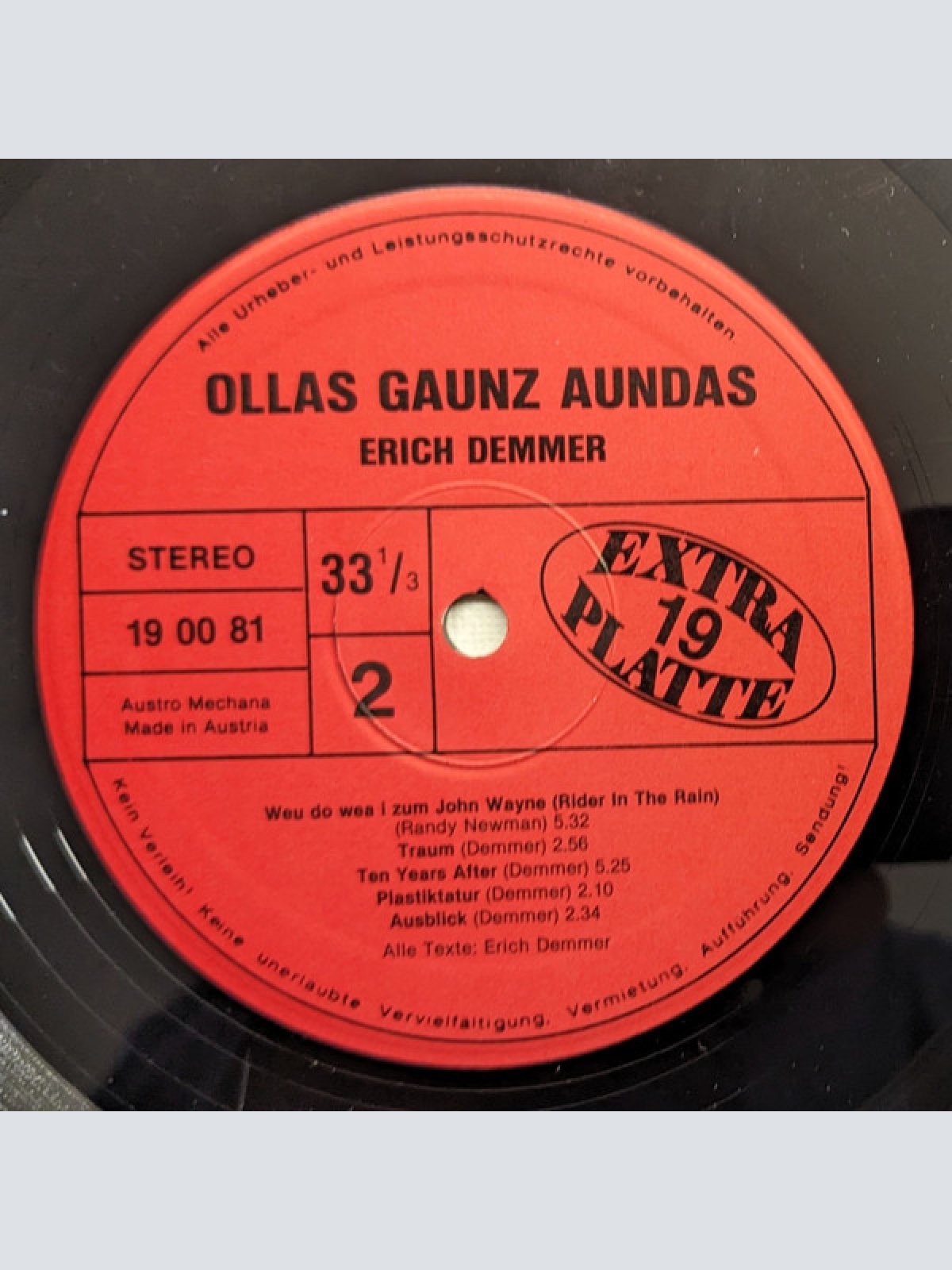Vinyl / Erich Demmer - Ollas Gaunz Aundas