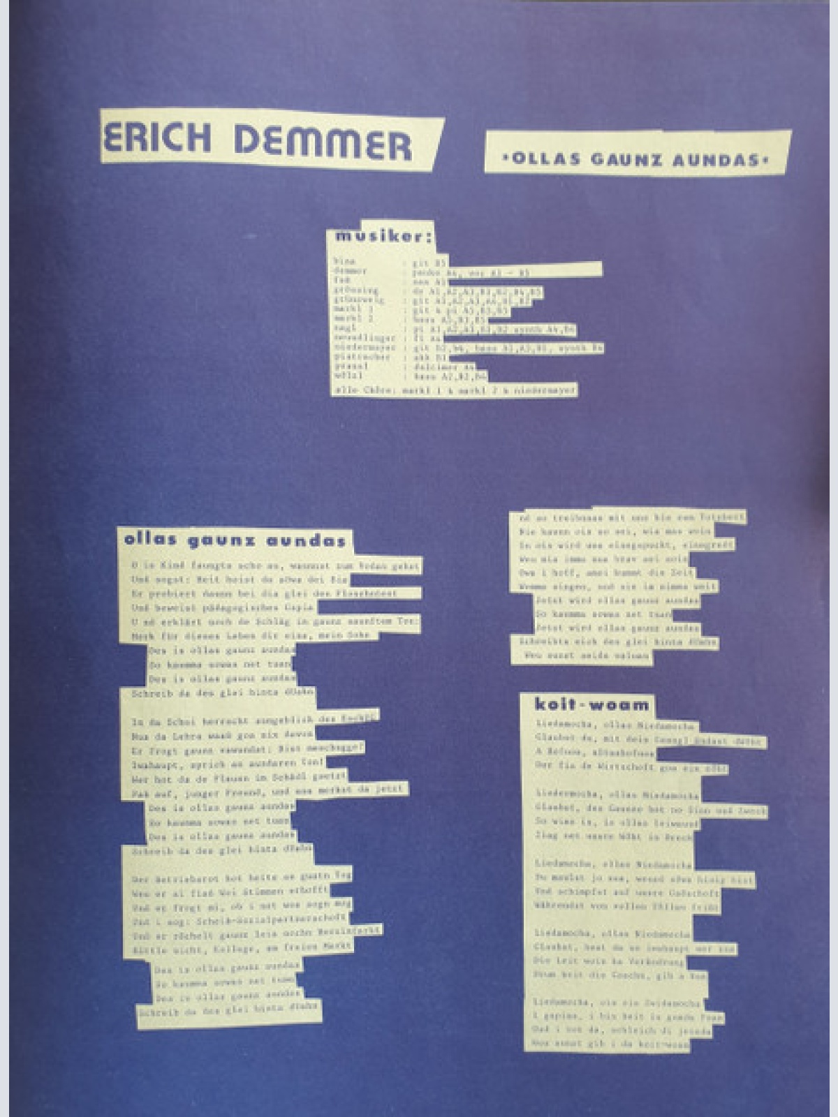 Vinyl / Erich Demmer - Ollas Gaunz Aundas