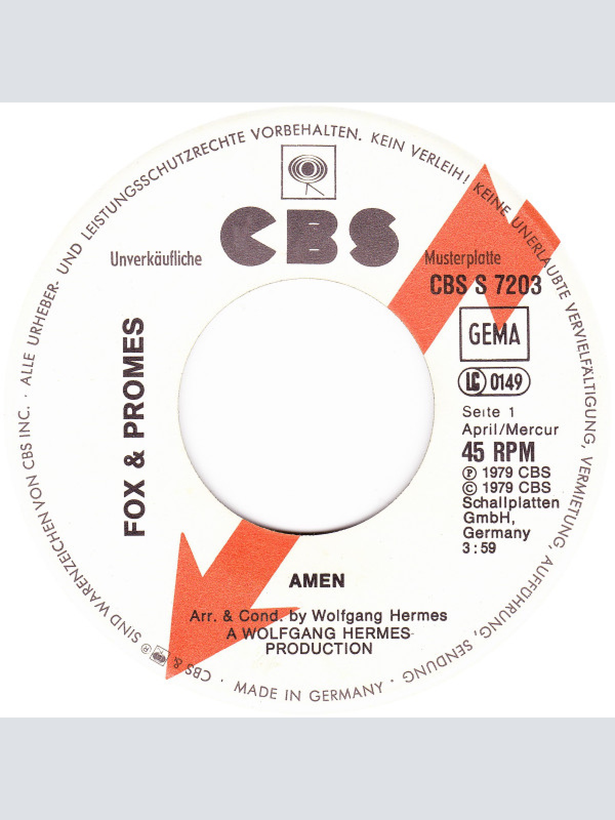 Vinyl / Fox & Promes - Amen