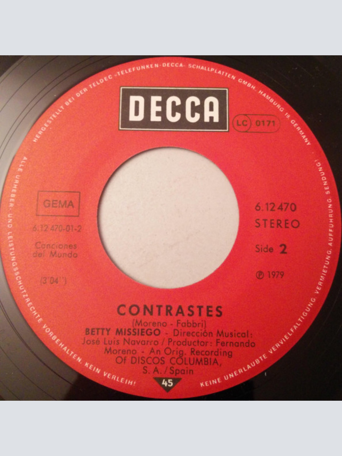 Vinyl / Betty Missiego - Su Canción