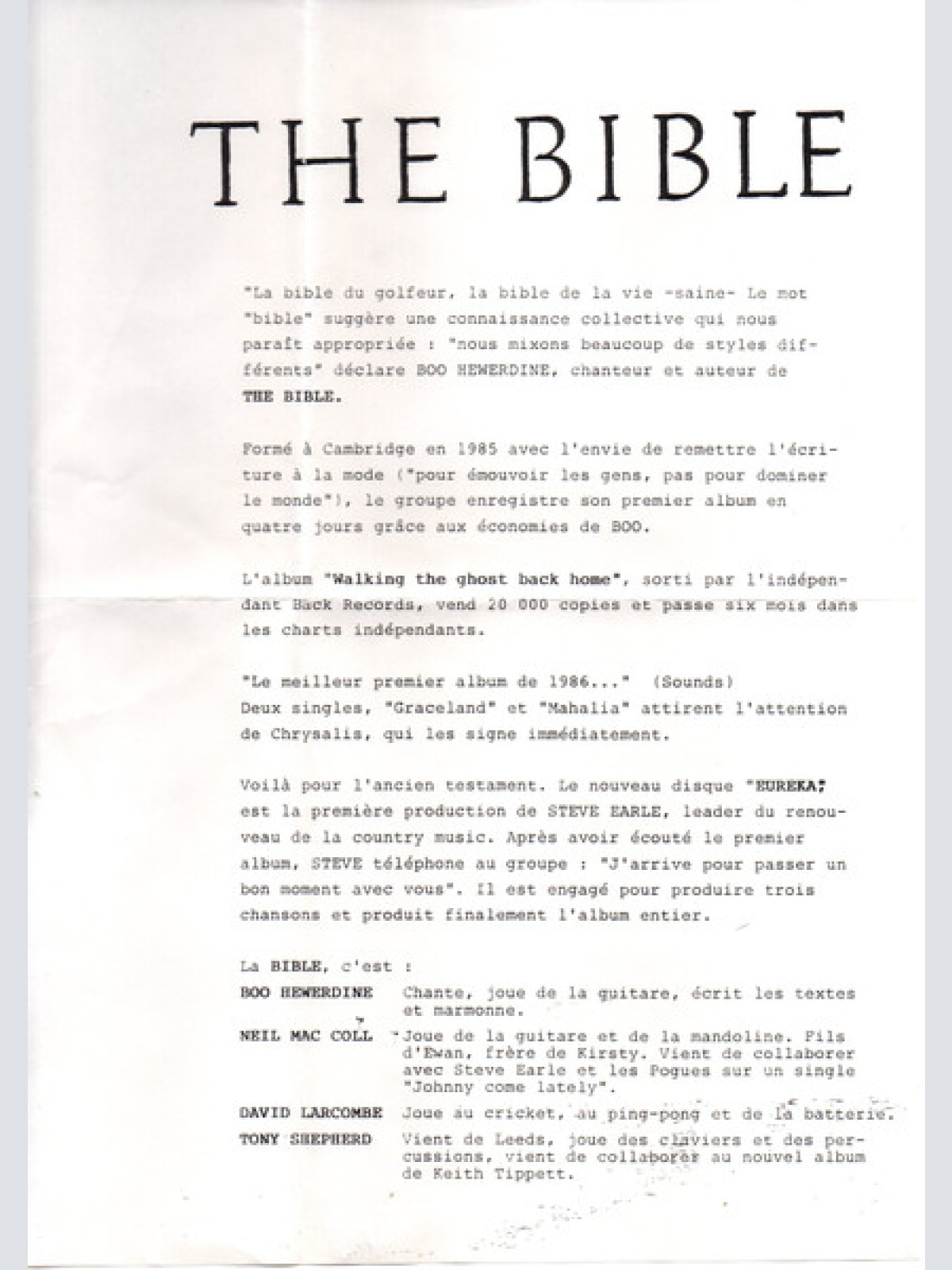 Vinyl / The Bible - Honey Be Good