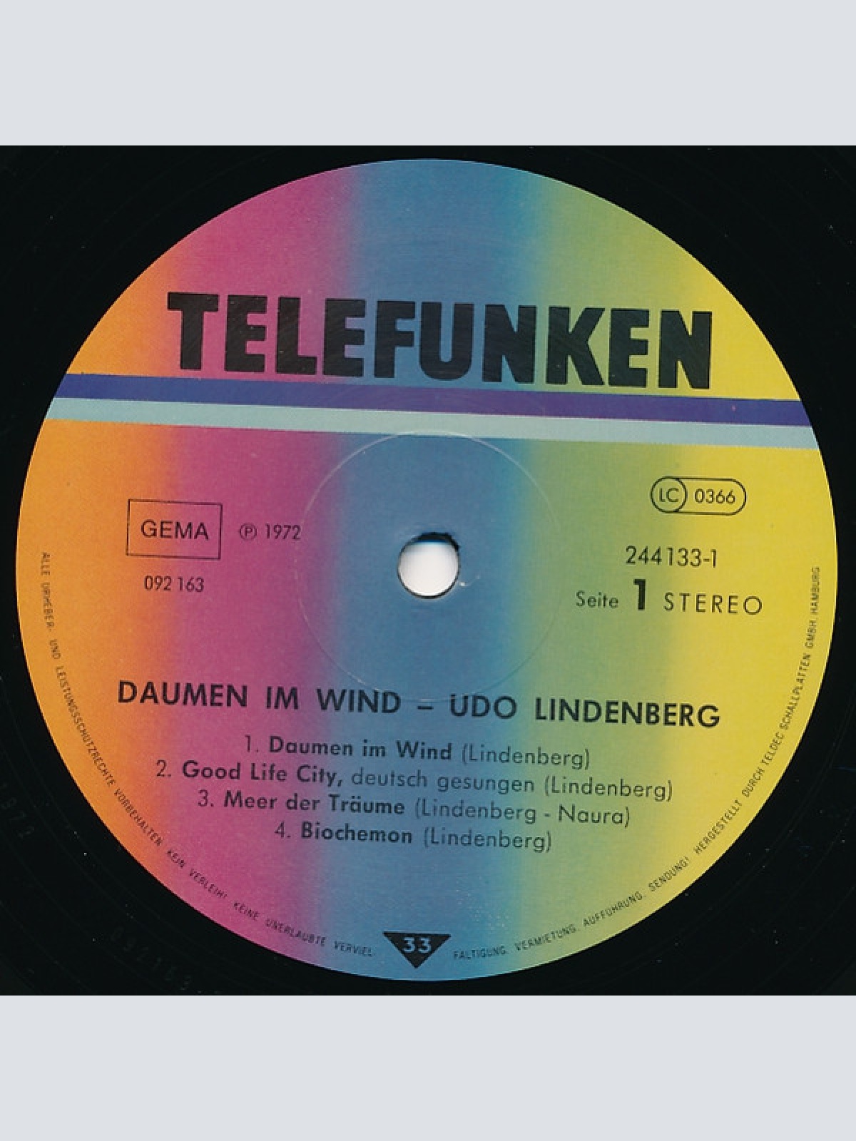 Vinyl / Udo Lindenberg - Daumen Im Wind