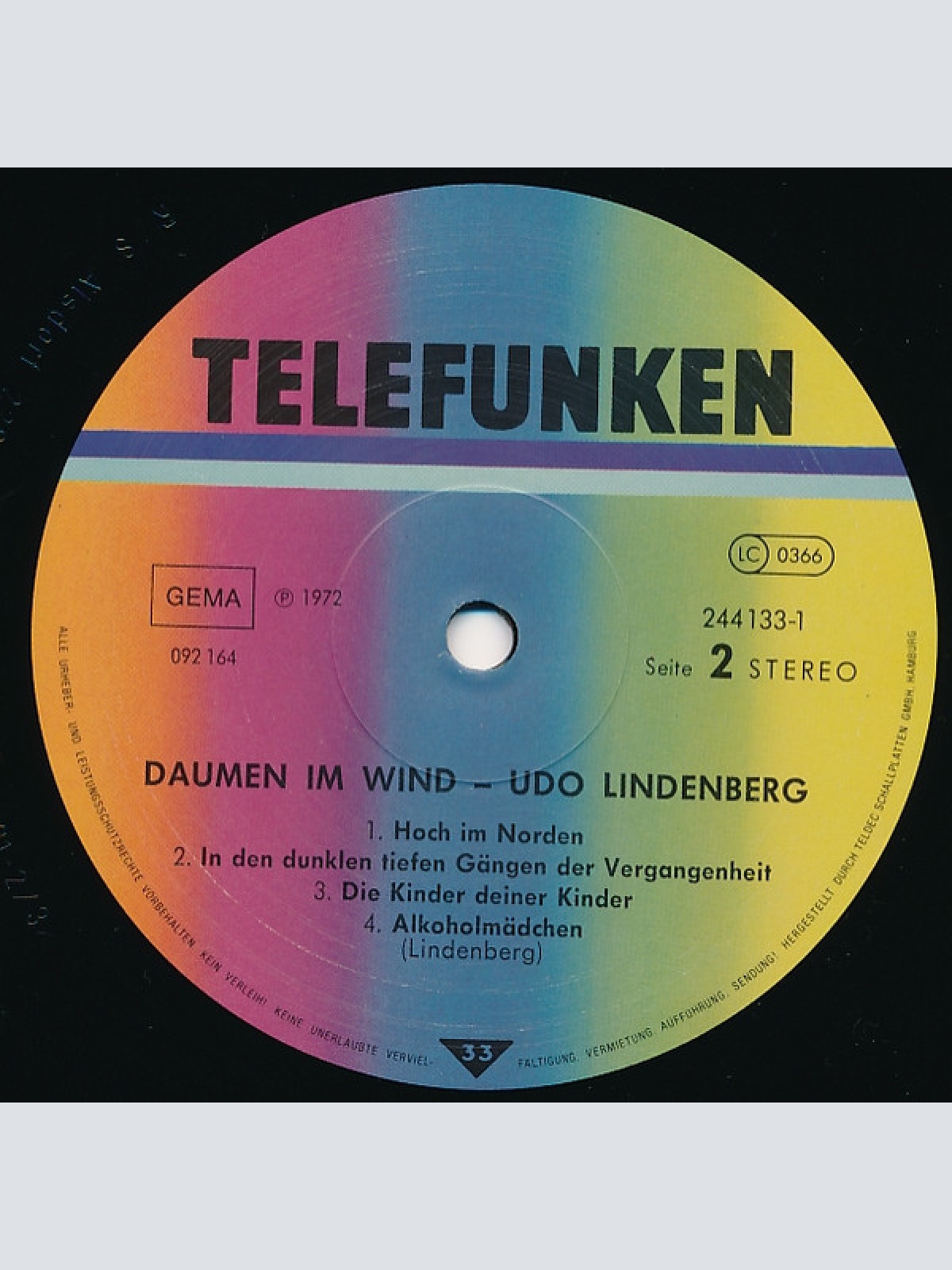Vinyl / Udo Lindenberg - Daumen Im Wind