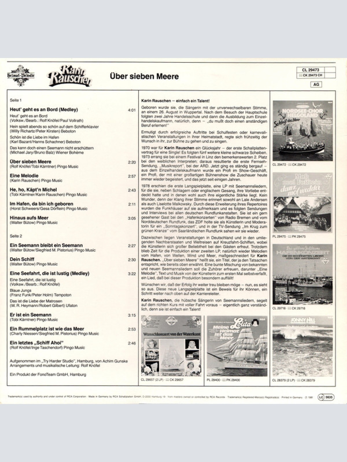 Vinyl / Karin Rauschen - Über Sieben Meere