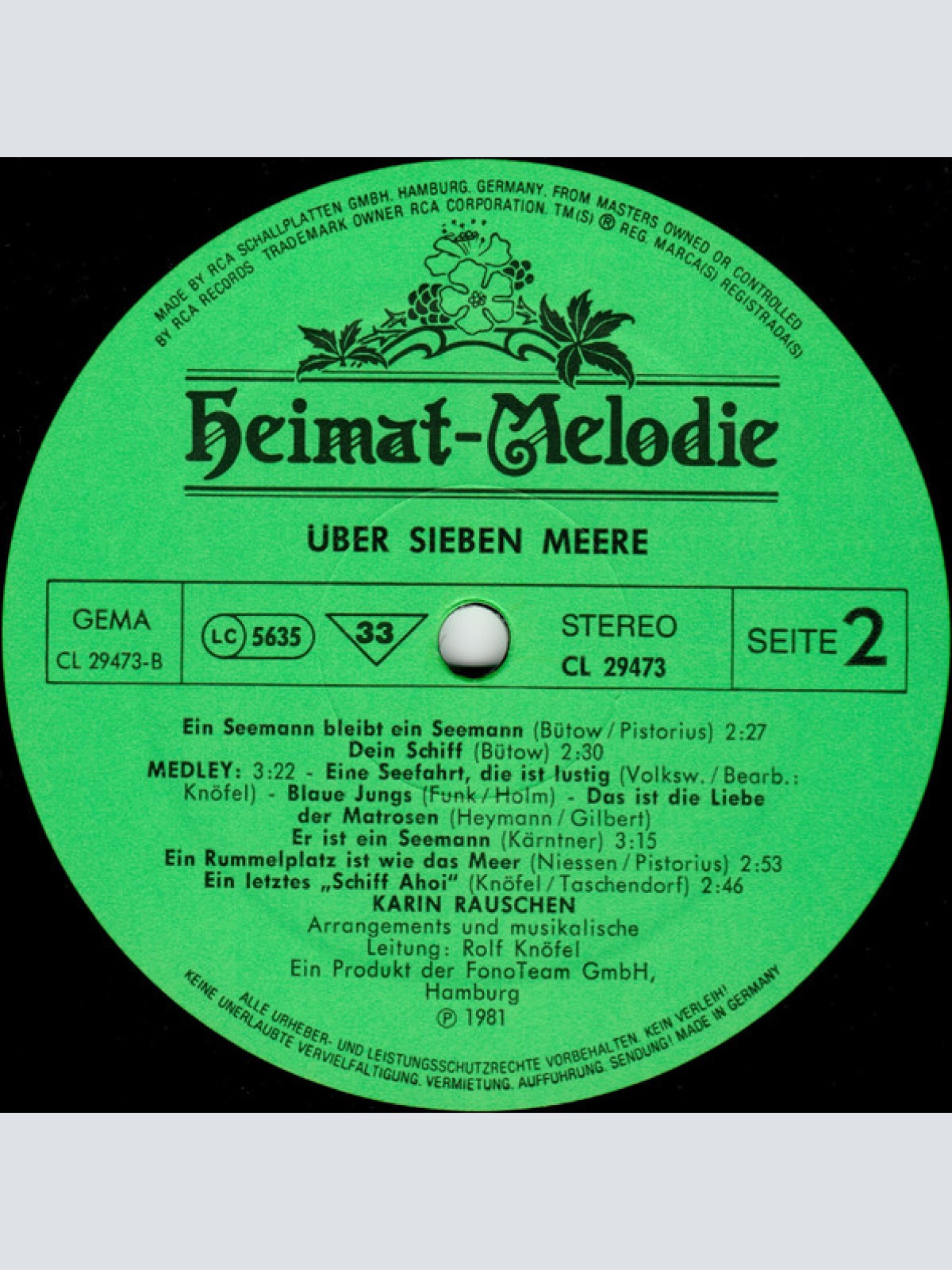 Vinyl / Karin Rauschen - Über Sieben Meere