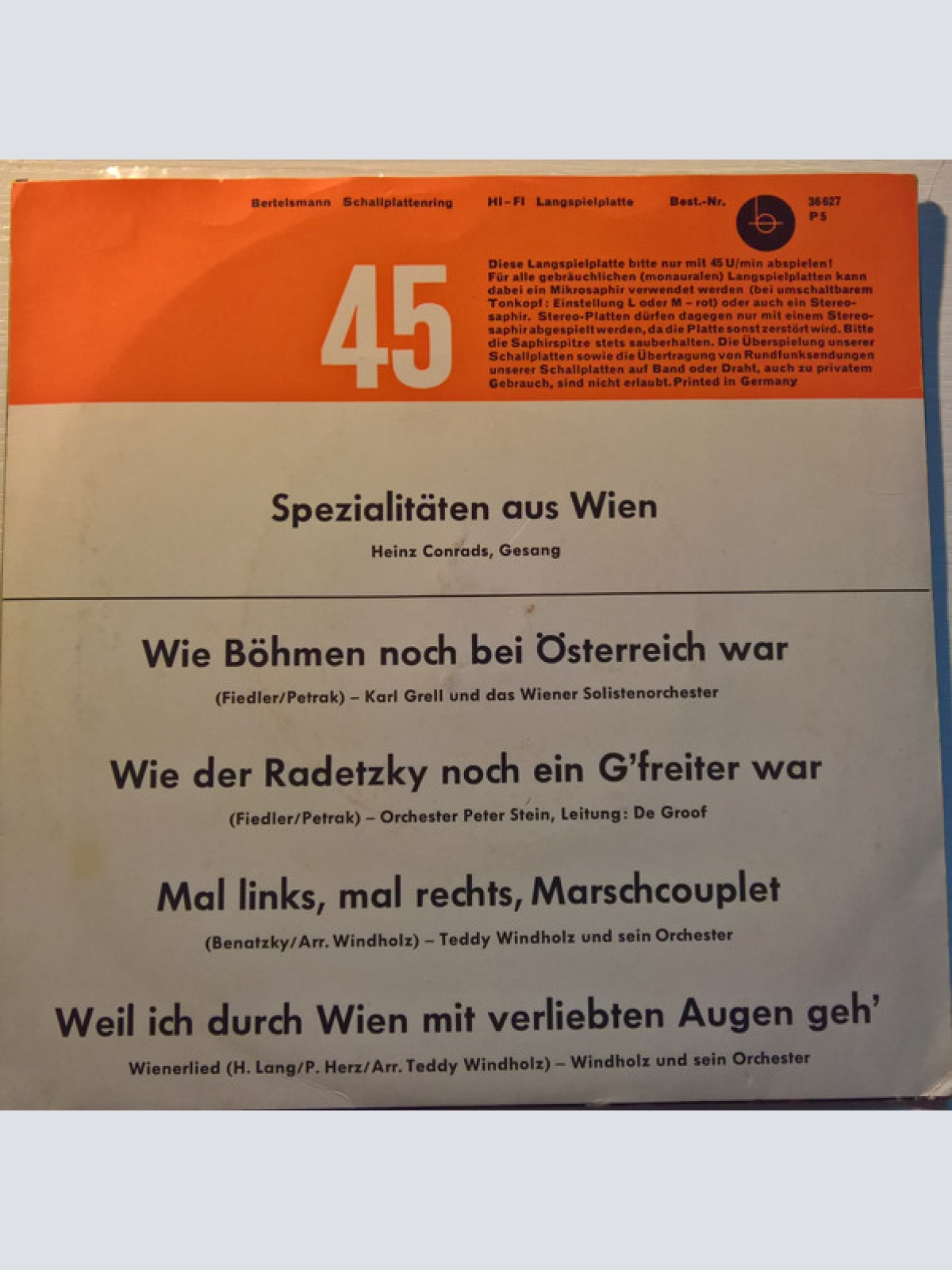 Vinyl / Heinz Conrads - Spezialitäten Aus Wien