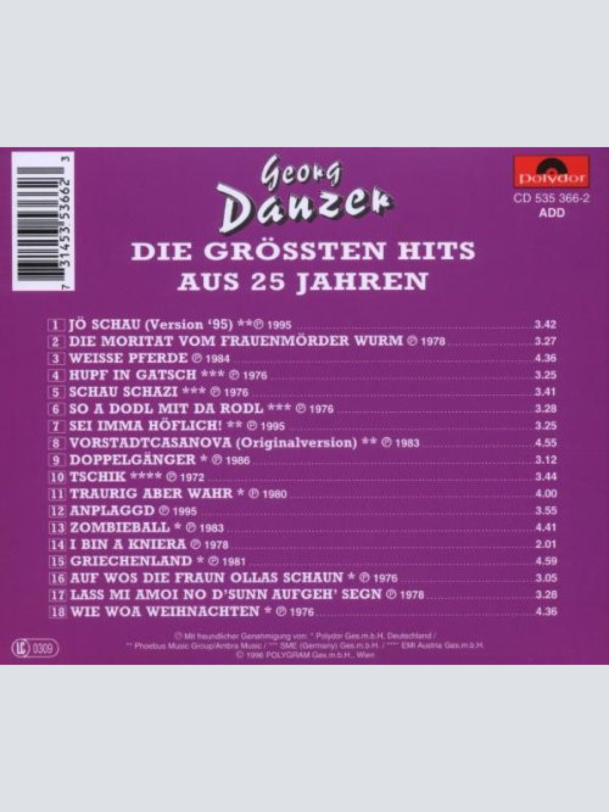 CD / Georg Danzer - Die Grössten Hits Aus 25 Jahren