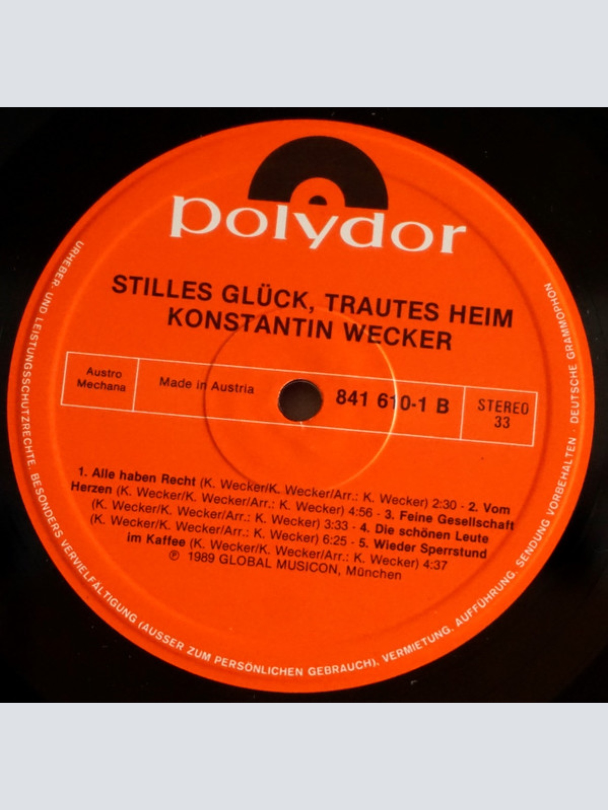 Vinyl / Konstantin Wecker - Stilles Glück, Trautes Heim