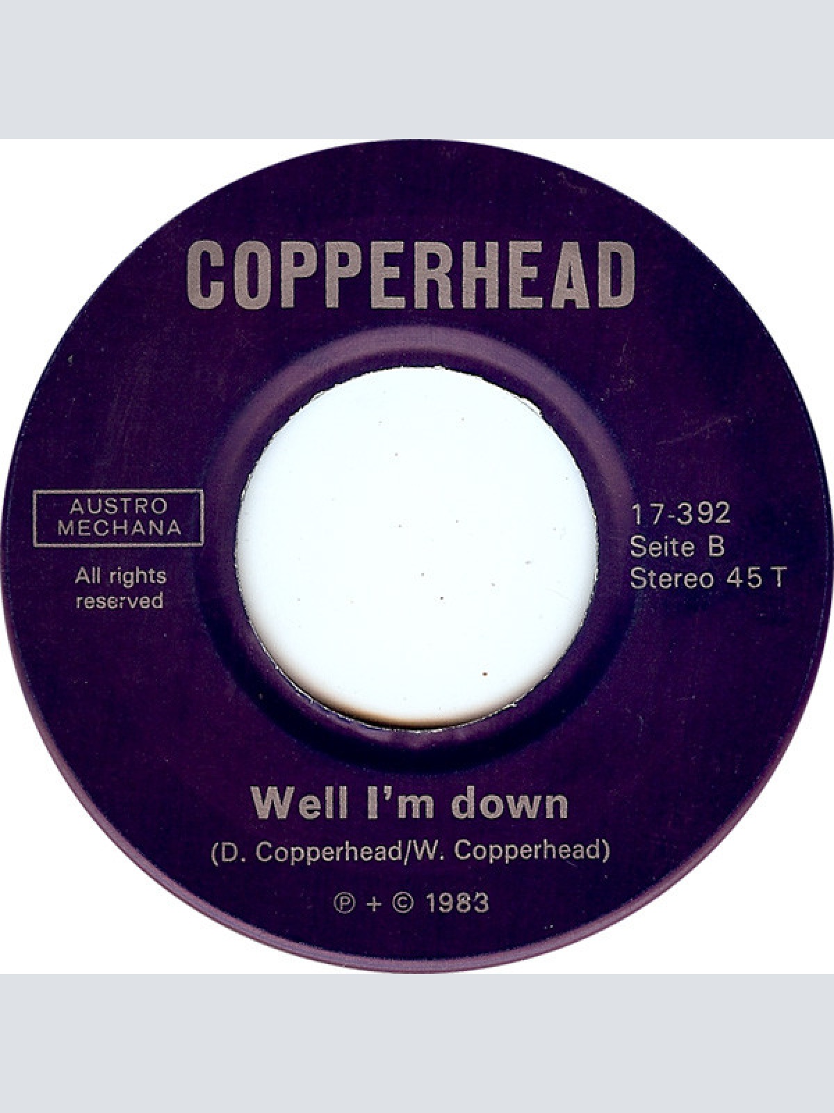 Vinyl / Copperhead (3) - Na / Well I'm Down