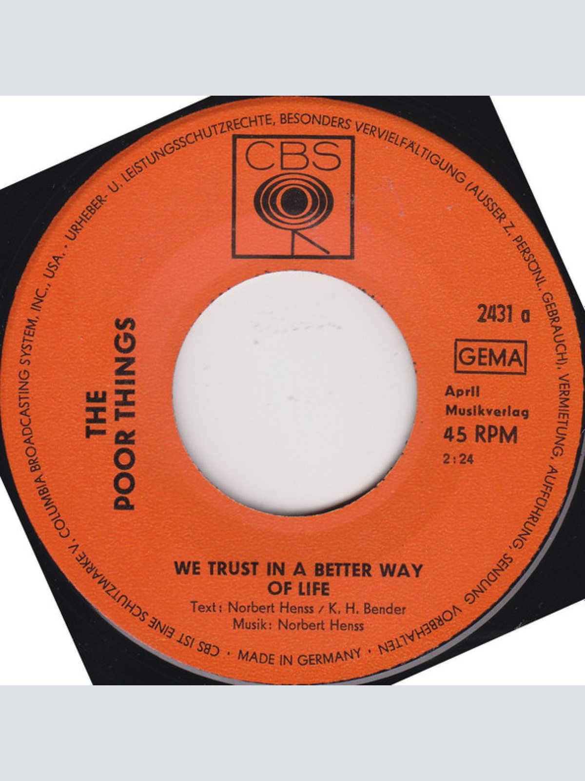 Vinyl / The Poor Things - We Trust In A Better Way Of Life / Danny Boy