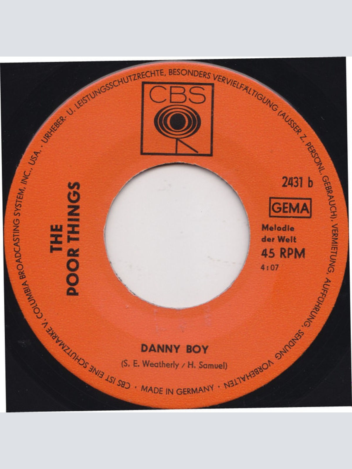 Vinyl / The Poor Things - We Trust In A Better Way Of Life / Danny Boy