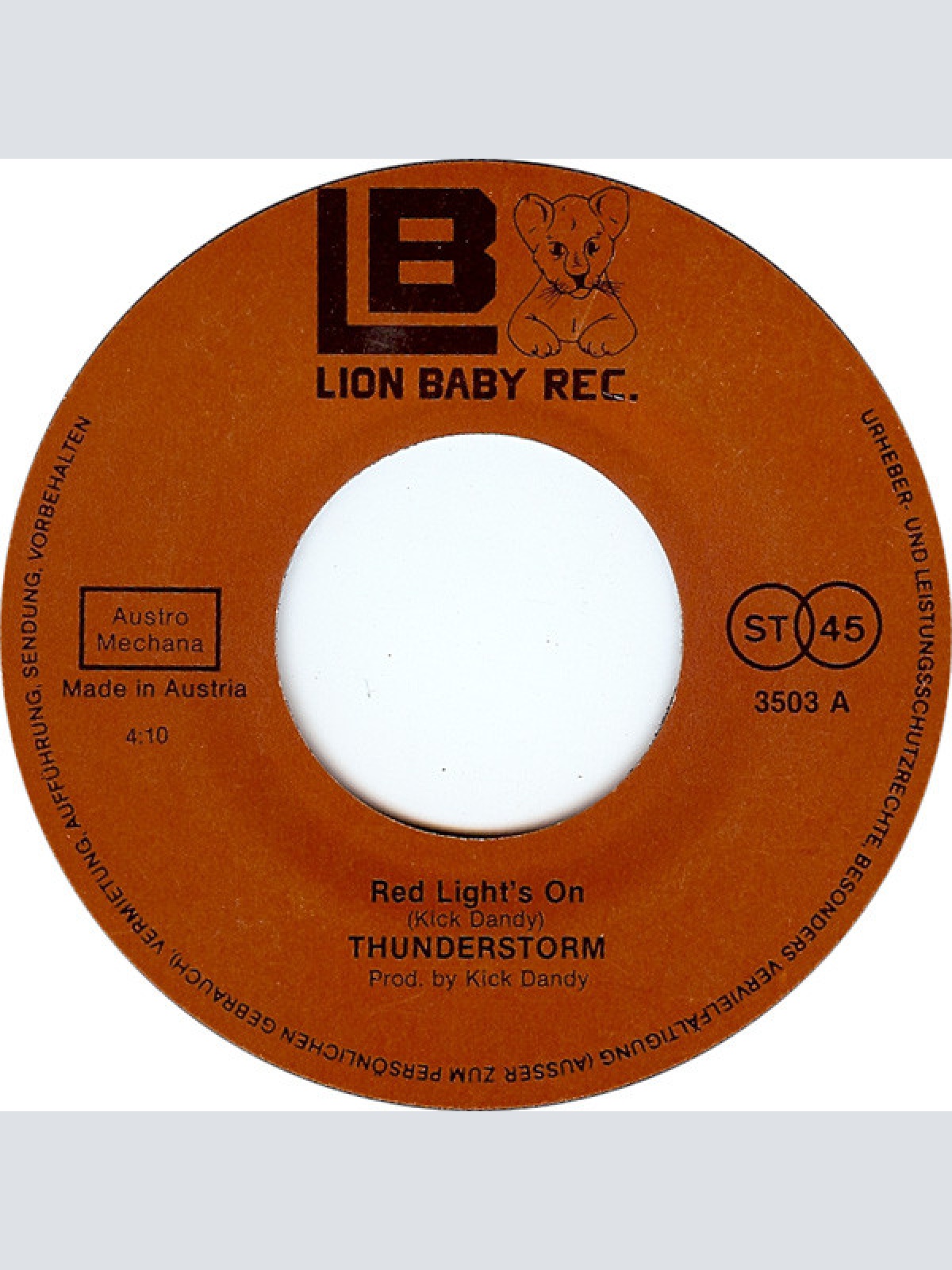 Vinyl / Thunderstorm - Red Light's On / Reggae Time