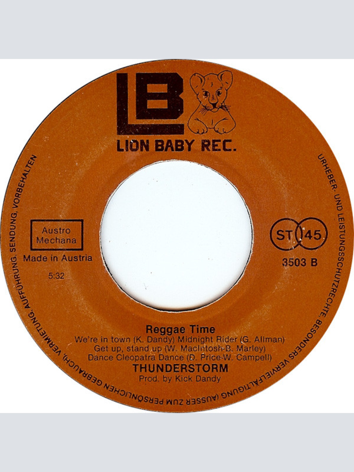 Vinyl / Thunderstorm - Red Light's On / Reggae Time