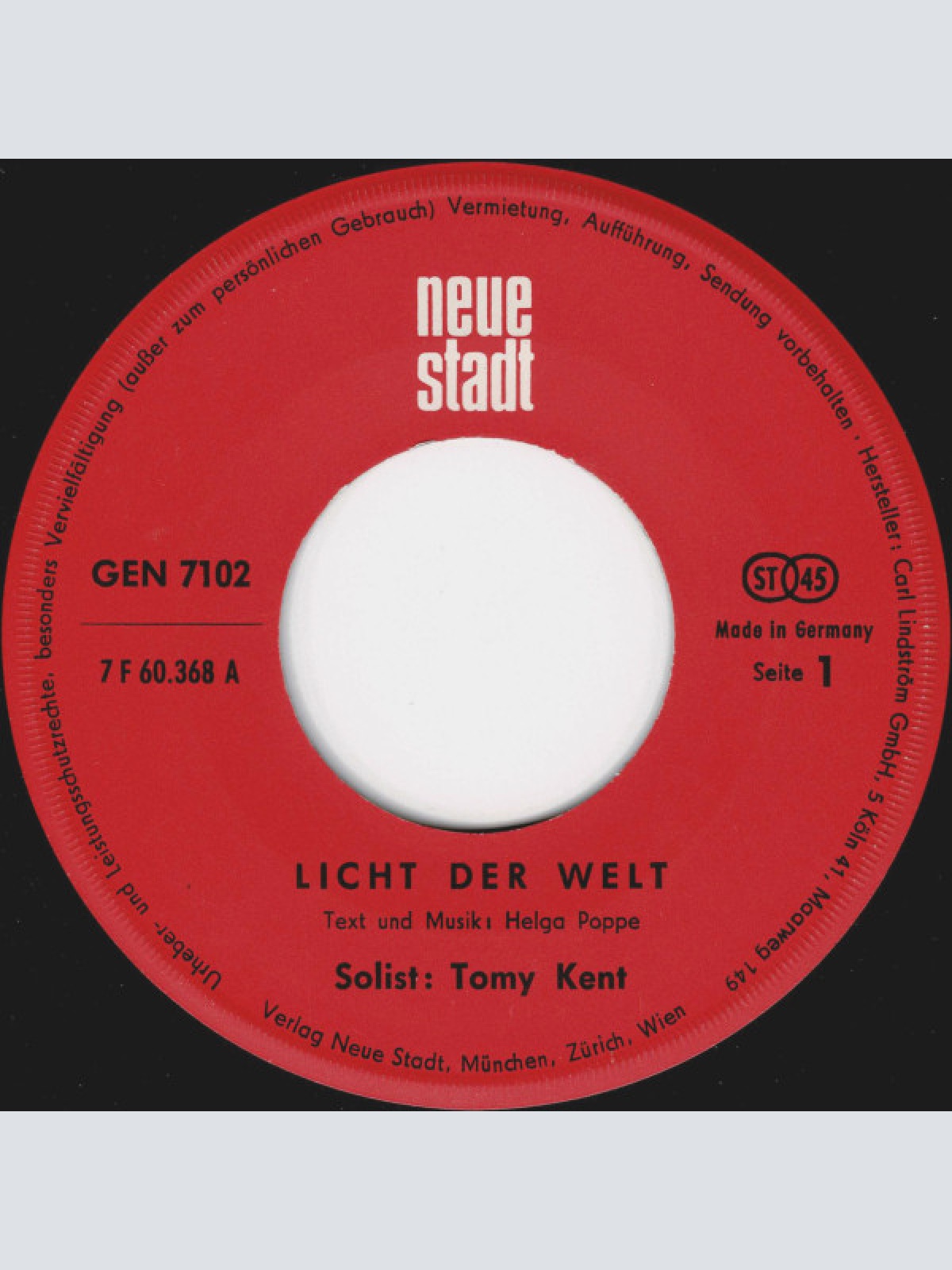 Vinyl / Tomy Kent* - Du Bist Das Licht Der Welt / Ich Singe Vor Freude