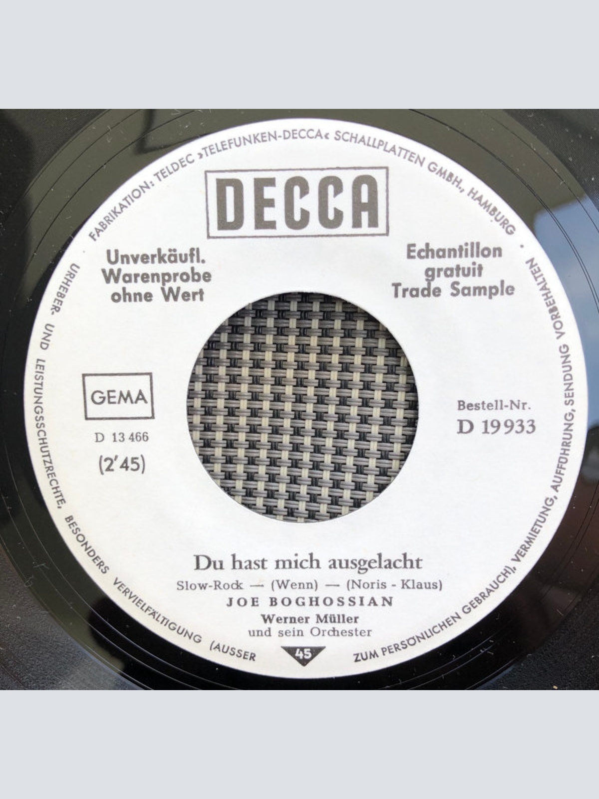 Vinyl / Joe Boghossian - Du Hast Mich Ausgelacht / Allerschönstes Mädchen Auf Der Welt