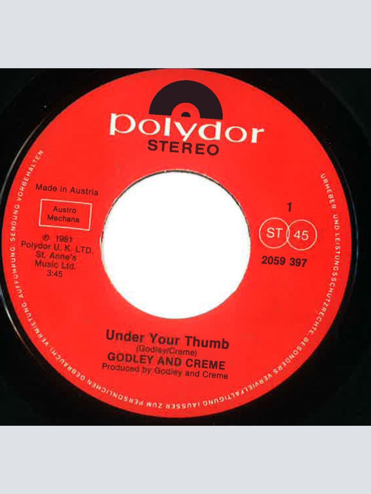 Vinyl / Godley & Creme - Under Your Thumb