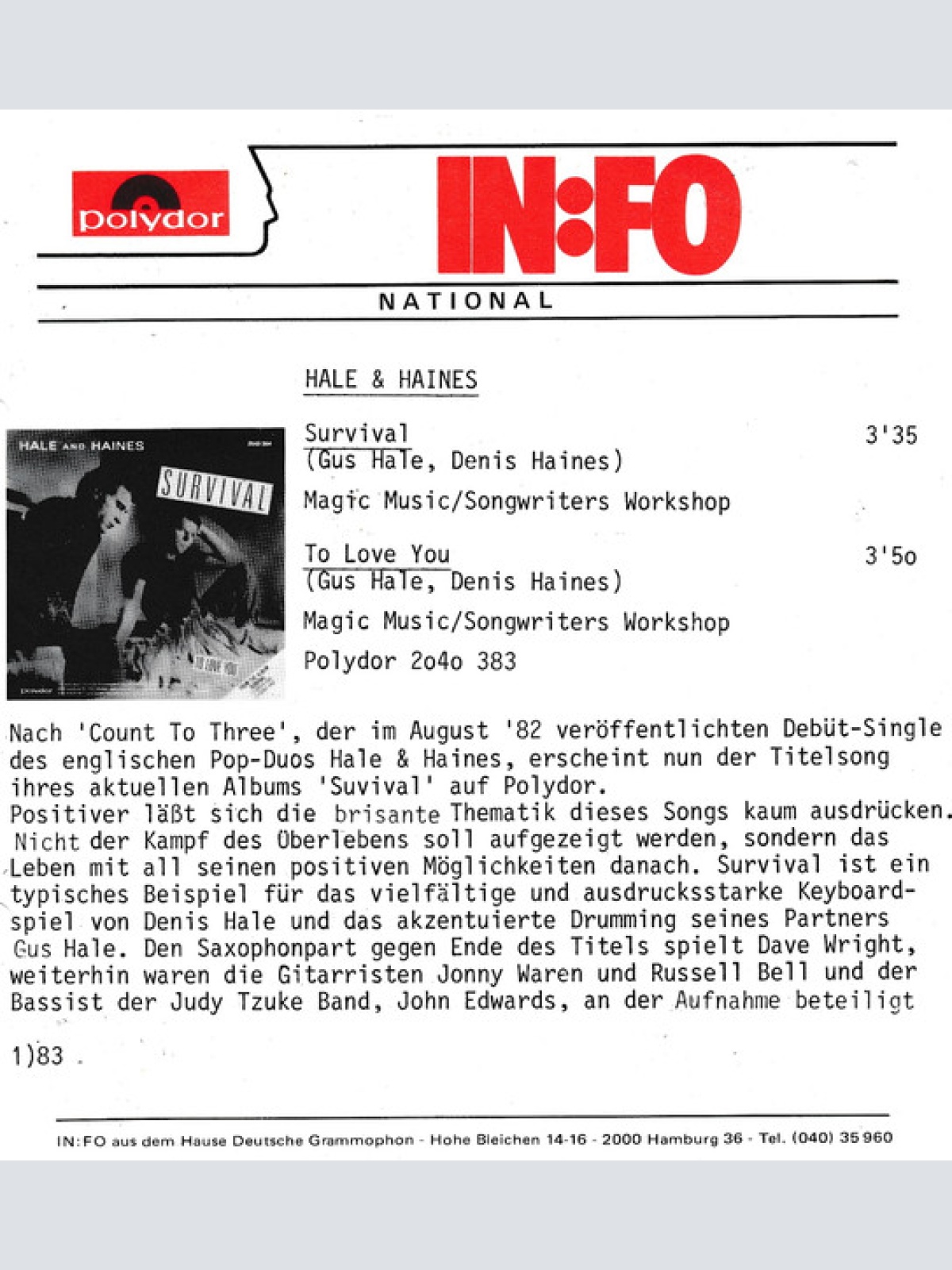 Vinyl / Hale And Haines - Survival