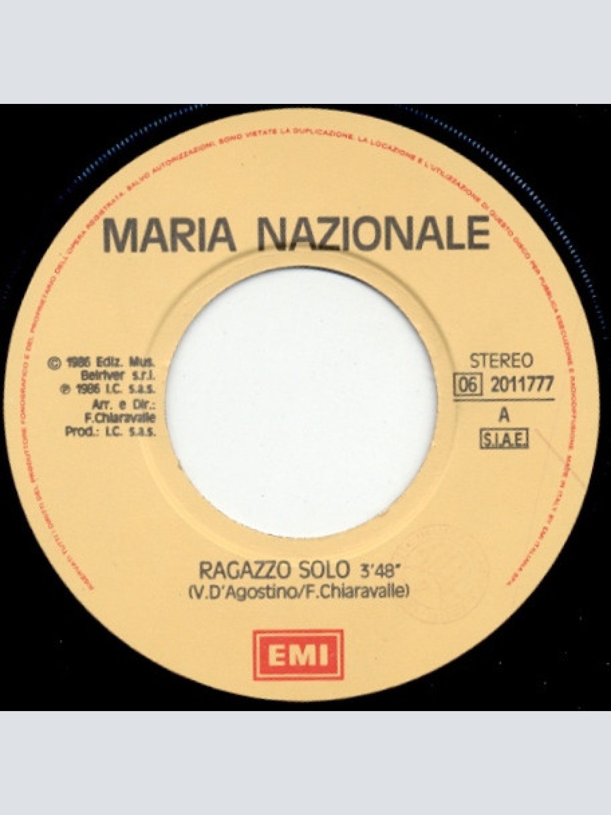 Vinyl / Maria Nazionale - Ragazzo Solo