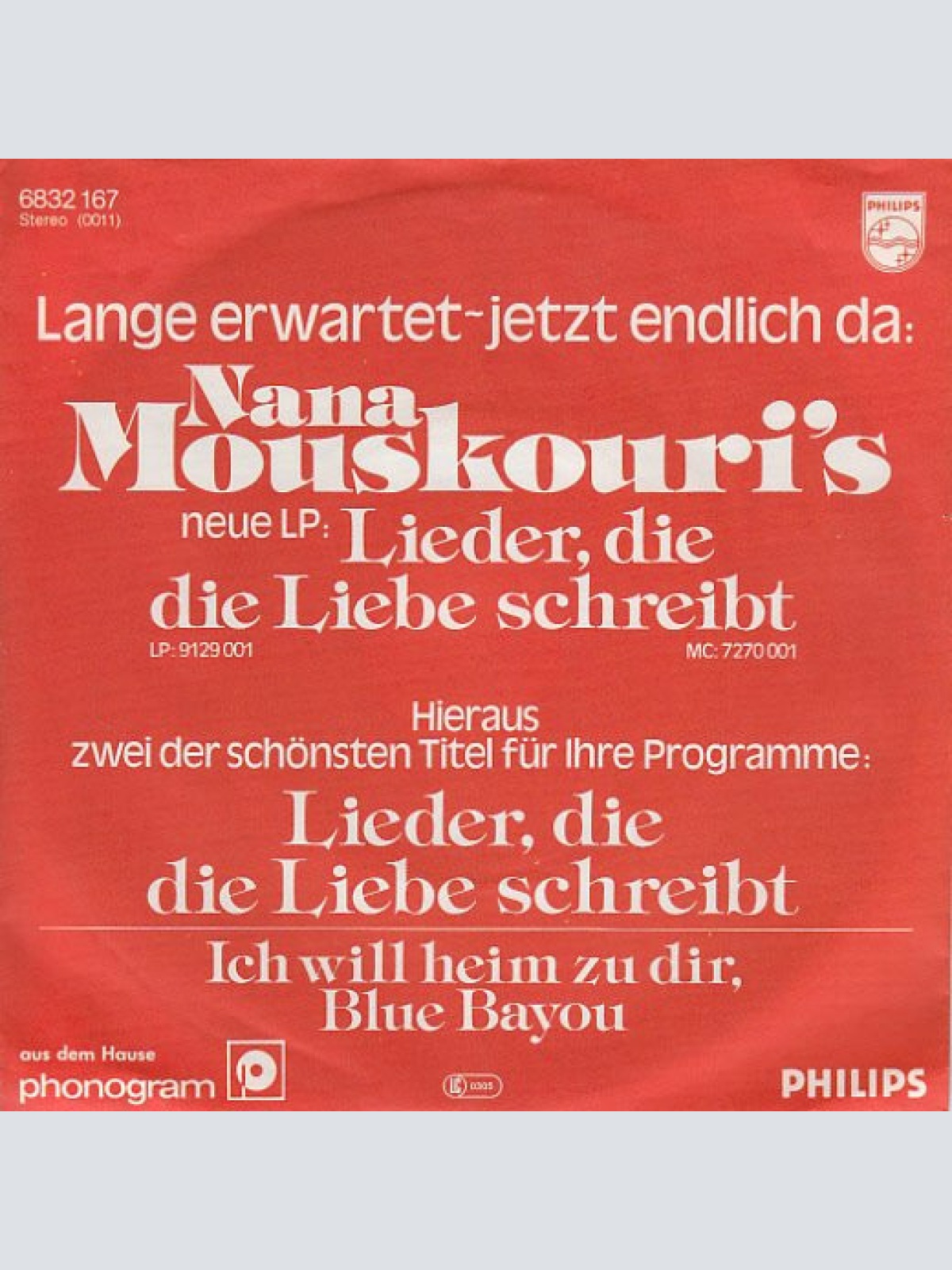 Vinyl / Nana Mouskouri - Lieder, Die Die Liebe Schreibt