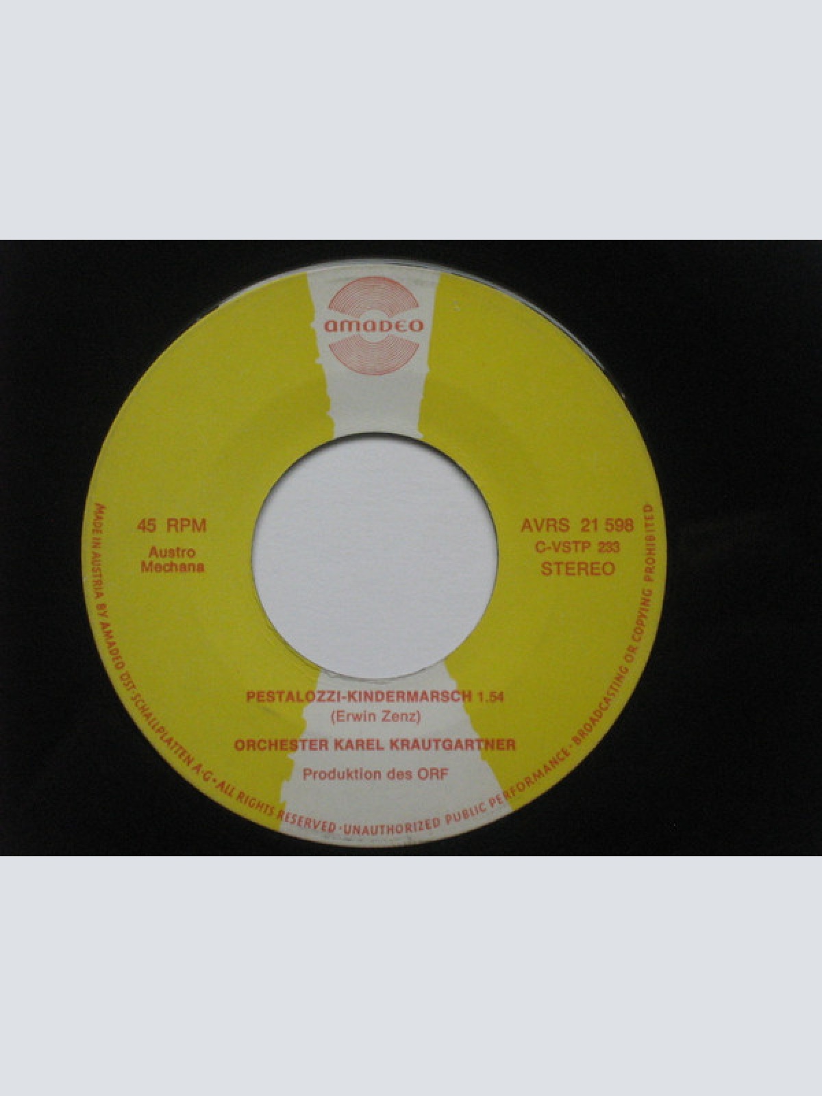 Vinyl / Orchester Karel Krautgartner* - Pestalozzi-Kindermarsch / Das Meer