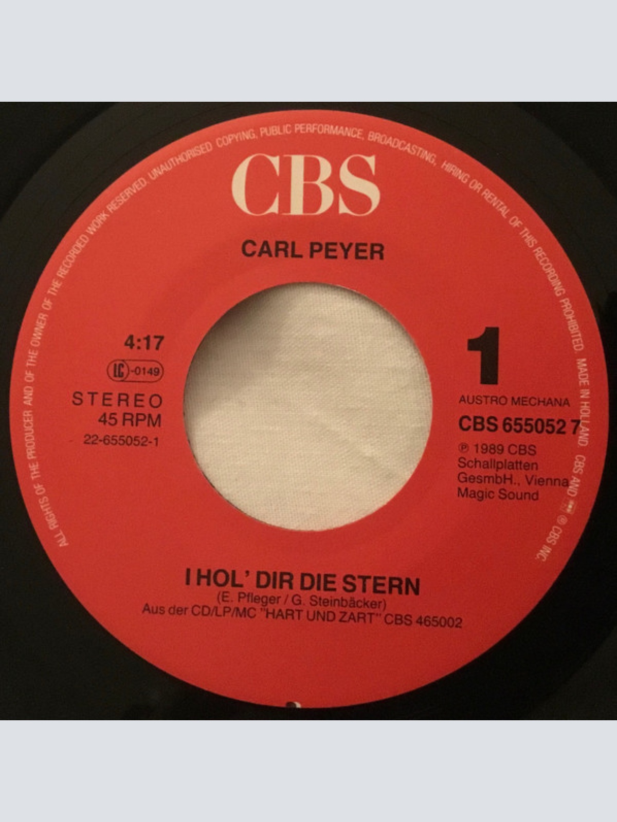 Vinyl / Carl Peyer - I Hol Dir Die Stern