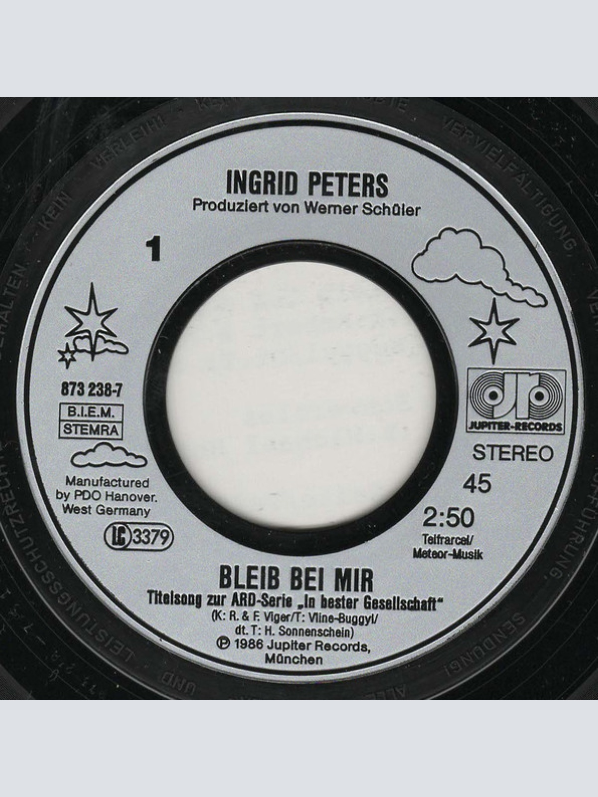 Vinyl / Ingrid Peters - Bleib Bei Mir (Titelmusik Zur ARD Serie In Bester Gesellschaft)