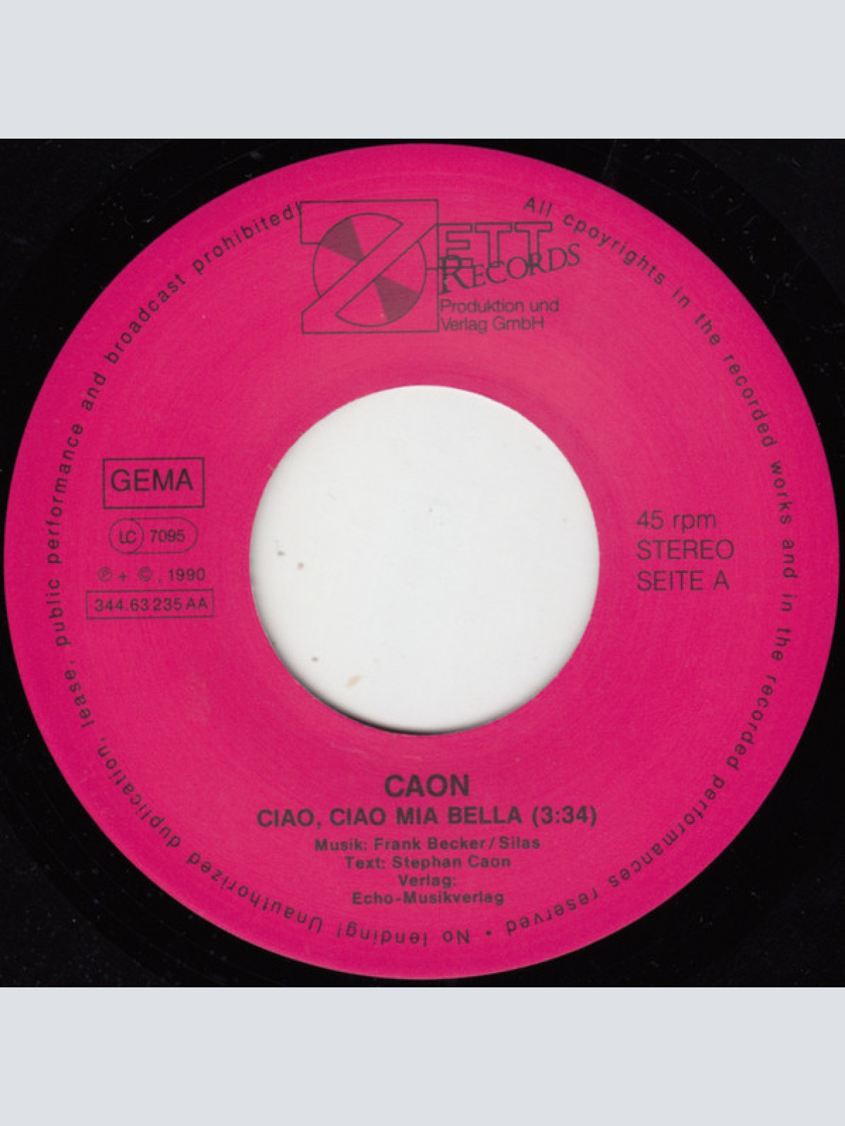 Vinyl / Caon* - Ciao, Ciao Mia Bella