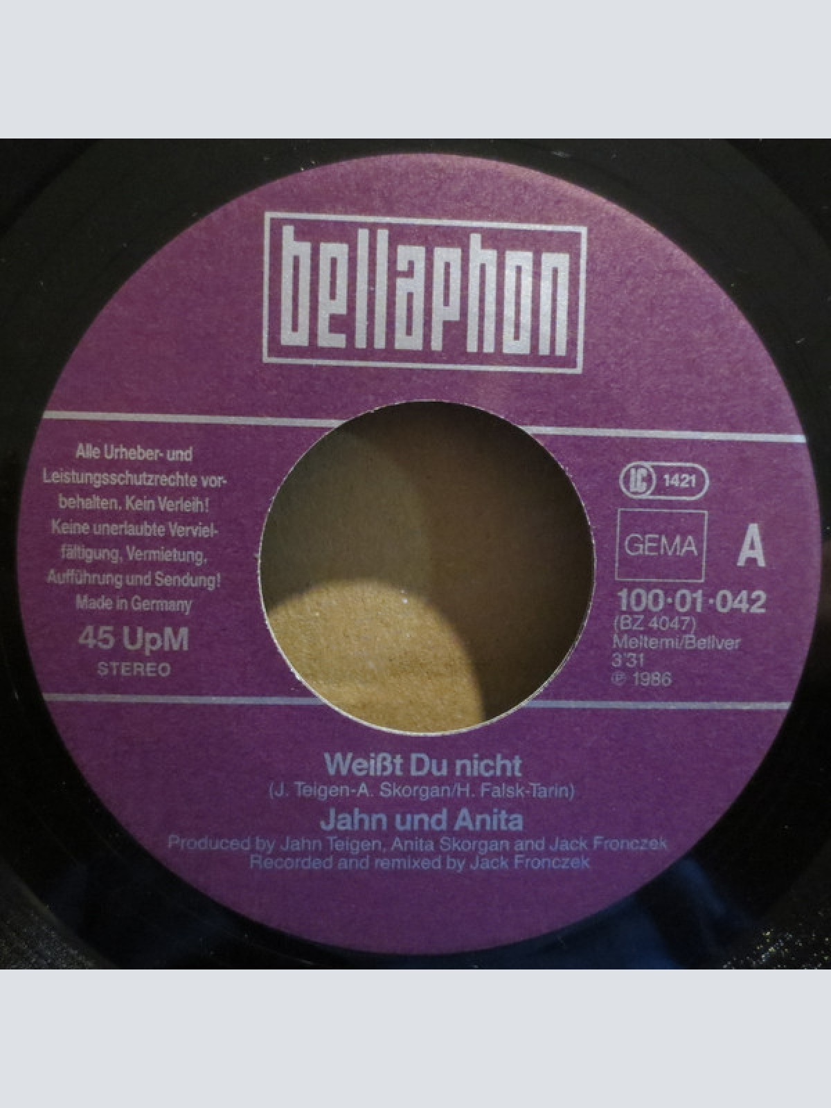 Vinyl / Jahn* Und Anita* - Weißt Du Nicht