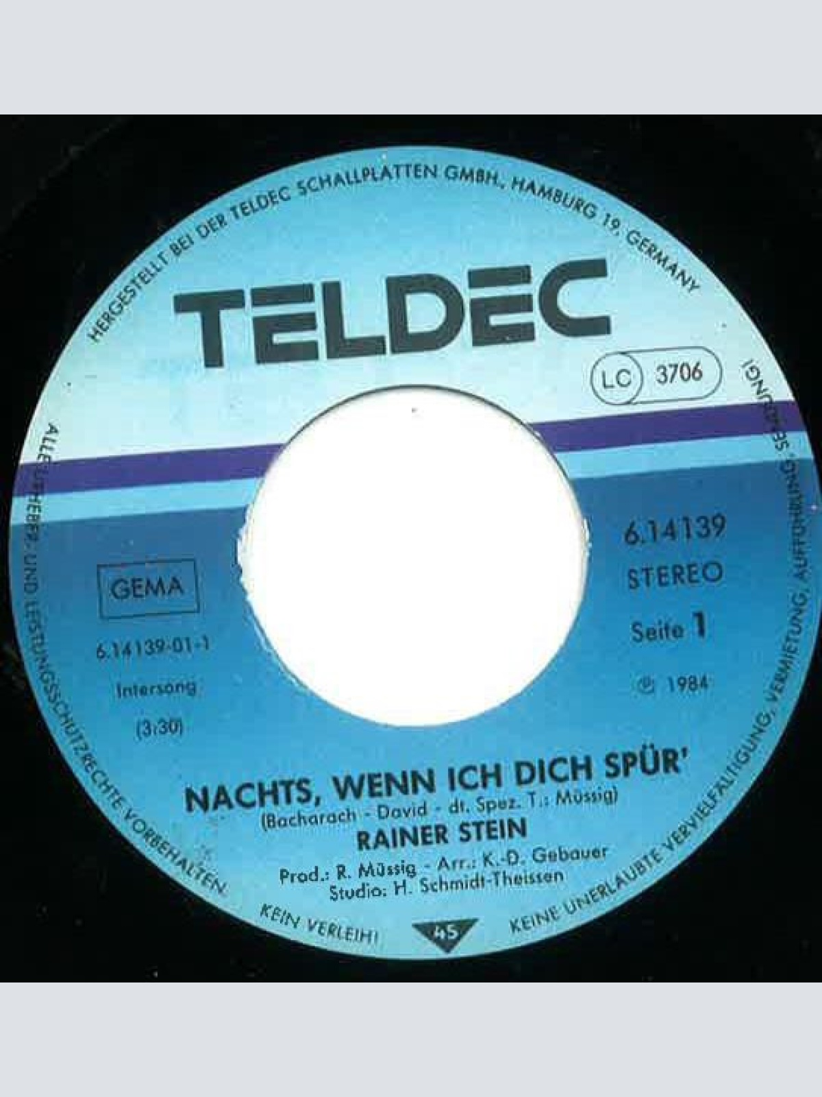 Vinyl / Rainer Stein - Nachts, Wenn Ich Dich Spür