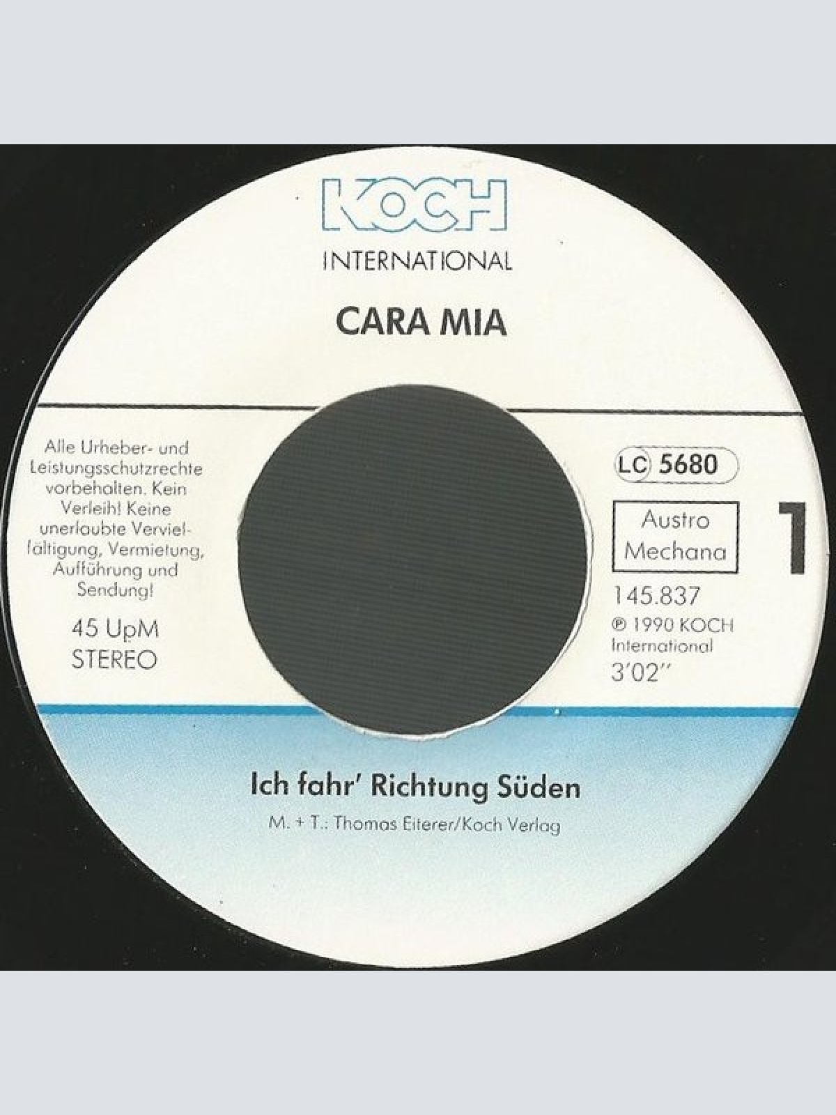 Vinyl / Cara Mia - Ich Fahr' Richtung Süden